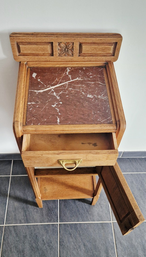 Image 1 of Art Deco furniture - Solid oak and marbled - 1920