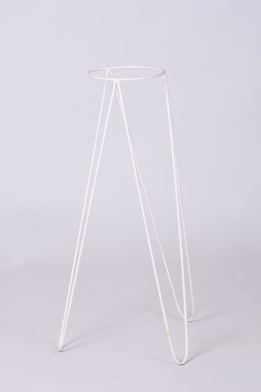 Original Mid-Century Flower Stand, Lacquered Steel, Well Preserved, Czech, 1950s