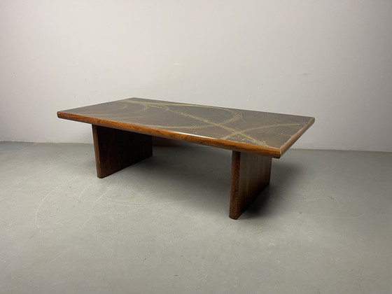 Image 1 of Artistic Brutalist Brass-Etched Coffee Table in the Style of Bernhard Rohne, Germany, 1960s. Ref.: CT1001