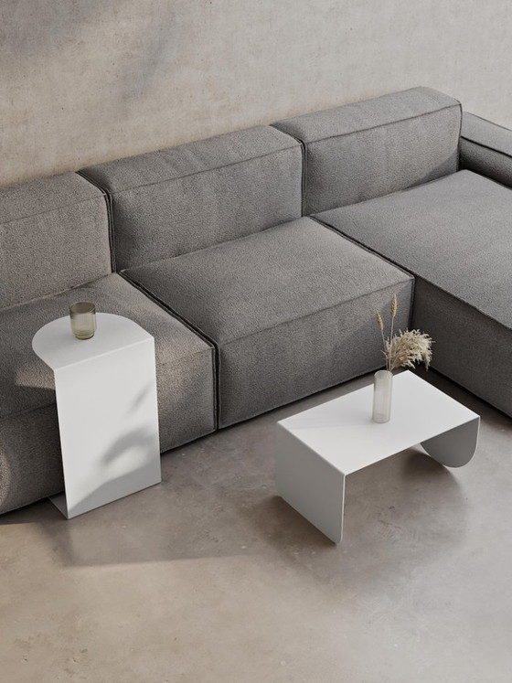 Image 1 of Tavolino da caffè minimalista in metallo | Tavolino moderno per soggiorno | Tavolino bianco e nero | 60x30x37 cm