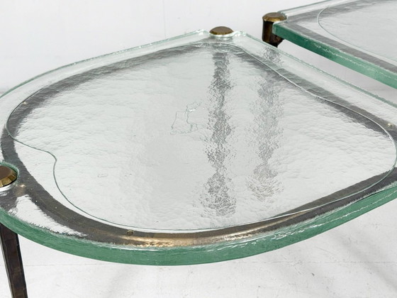 Image 1 of Set di 2 tavolini laterali/tavolini da caffè brutalisti degli anni '80 di Lothar Klute, Germania