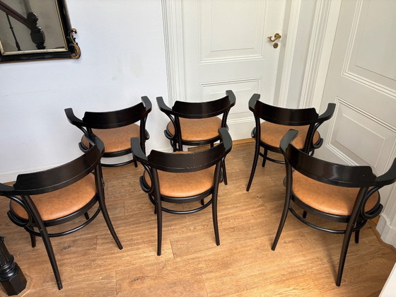 6x black Thonet style Armchairs with leather seat – Wood (photo 5 of 17)