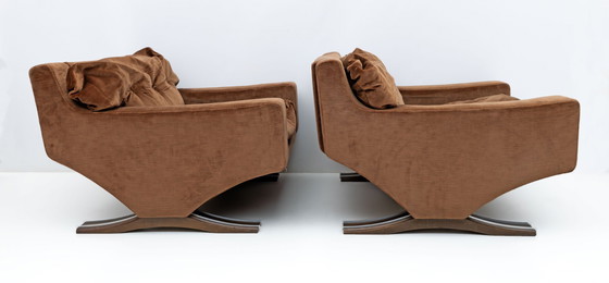 Image 1 of Par de sillones italianos de estilo moderno de mediados de siglo, diseñados por Franz Sartori para Flexform, 1965.