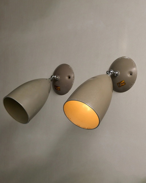 Set di 2 lampade coniche direzionali da parete o soffitto Philips, Belgio, ca. anni '50