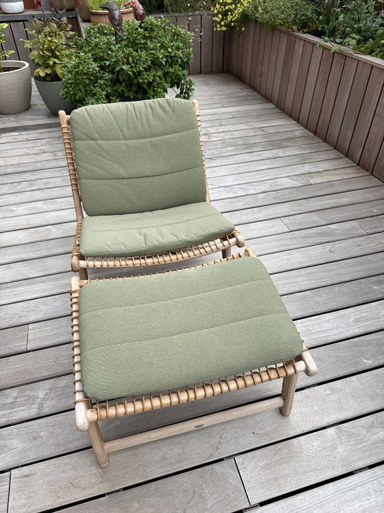 2 Cosito lounge chairs in teak and natural round wicker with ottoman – Bristol, Lounge sets, Wood (photo 5 of 7)