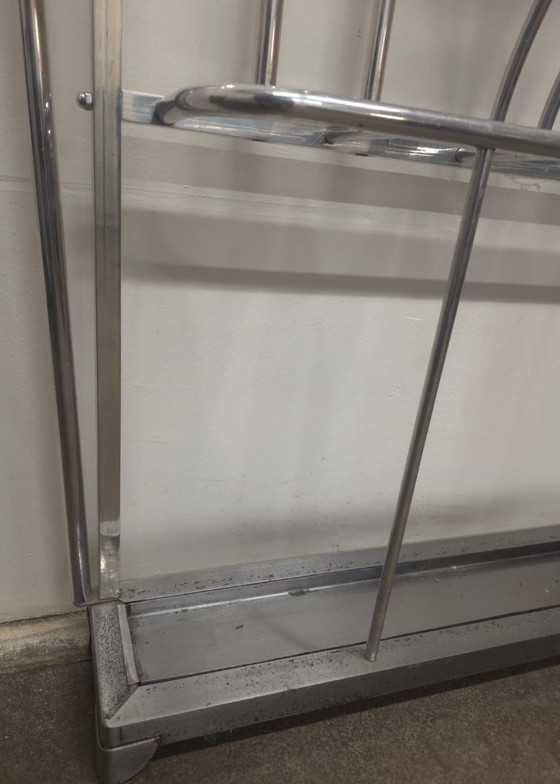 Image 1 of Appendiabiti da ingresso in alluminio stile Art Déco francese con specchio smussato