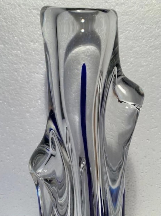 Image 1 of Vase Murano Vintage 1960 Forme Libre Bleu