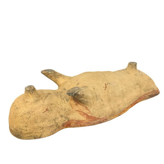 Antique French Terracotta Baby Cake & Pâté Mold Yellow, Decorative Objects, Ceramic, Orange (photo 4 of 7)