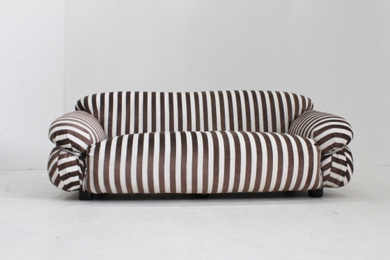 Divano Sesann di Gianfranco Frattini per Cassina anni '70, Divani 3 posti, Tessile, Metallo, Marrone, Vintage (foto 8 di 11)