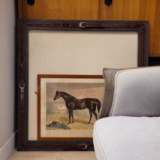 Image 1 of Cornice Marco Tadini in pelle, stile Hermès, anni &#39;90 - Spagna