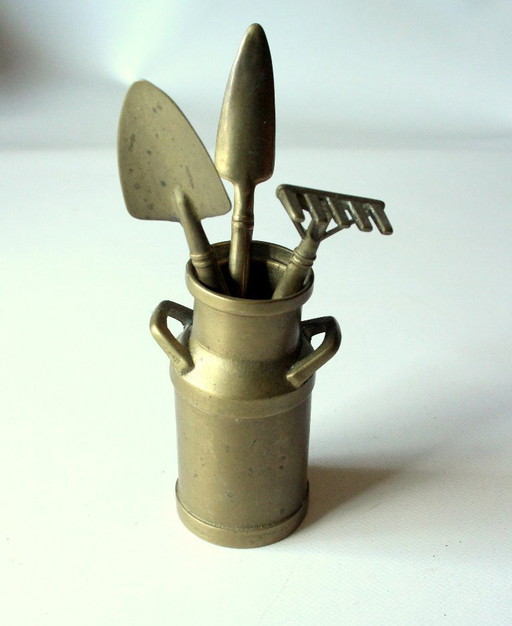 Miniature bonsai set 4-piece brass set