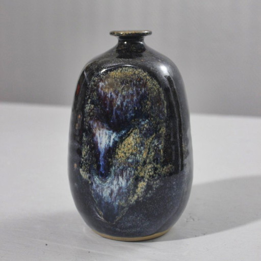 Annie Maume en Sancerre - Jarrón de gres con esmalte multicolor, años 70