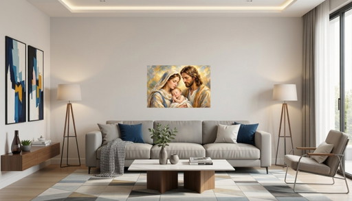 Gesù Maria E Giuseppe "La Preghiera Di Gesù" (75X50 Cm)