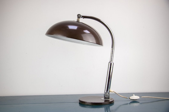 Hala Desk lamp model 144 by H. Busquet, brown metallic – Chrome (photo 4 of 10)