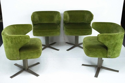 Set di quattro sedie girevoli verdi Gianni Moscatelli Poney per Formanova, Italia, anni '70