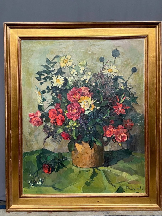 Leo Pringels ( ) "Stilleven met bloemen". – Schilderijen & Tekeningen, Canvas (photo 8 of 8)
