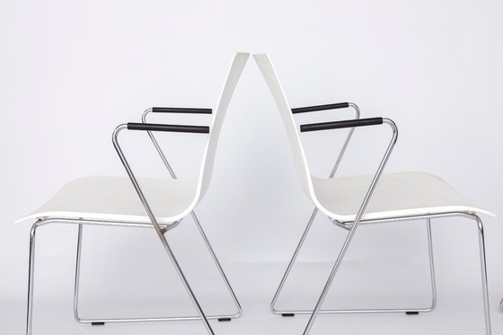 Image 1 of Set of 3 Thonet Stackable Chairs – Vintage Conference or Dining Chairs, 2000s Modern Design, Metal Frame & Plastic Seat