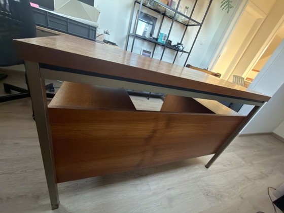 Vintage Modernistisch Bureau In Hout En Metaal – Metal, Wood (photo 3 of 5)
