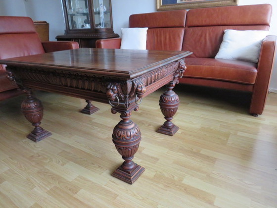 Image 1 of Coffee table with lion head knockers