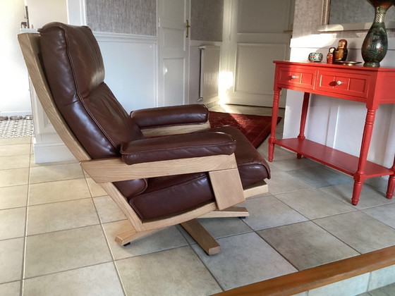 Image 1 of Fauteuil pivotant en cuir vintage