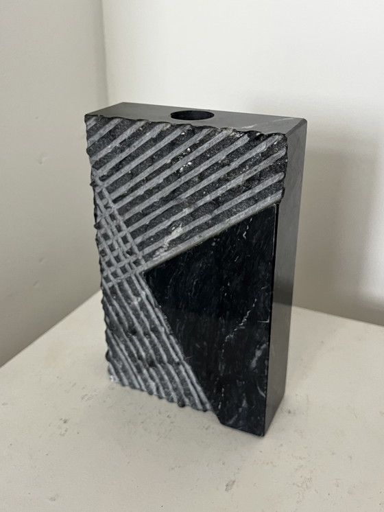 Image 1 of Brutalist VASE mid 20s Century high-rectangular granite/marble vase