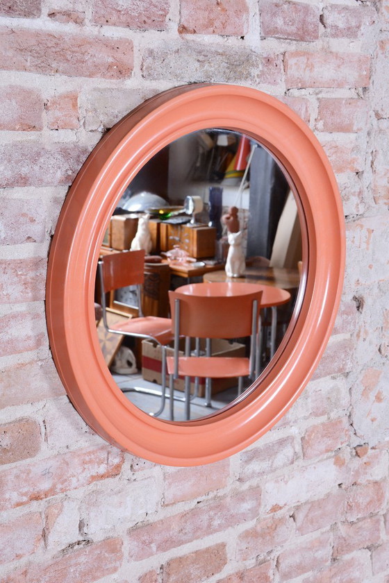 Miroir rose original de style Mid-Century, cadre en plastique, Italie, années 1960 – Glass, Plastic (photo 5 of 7)