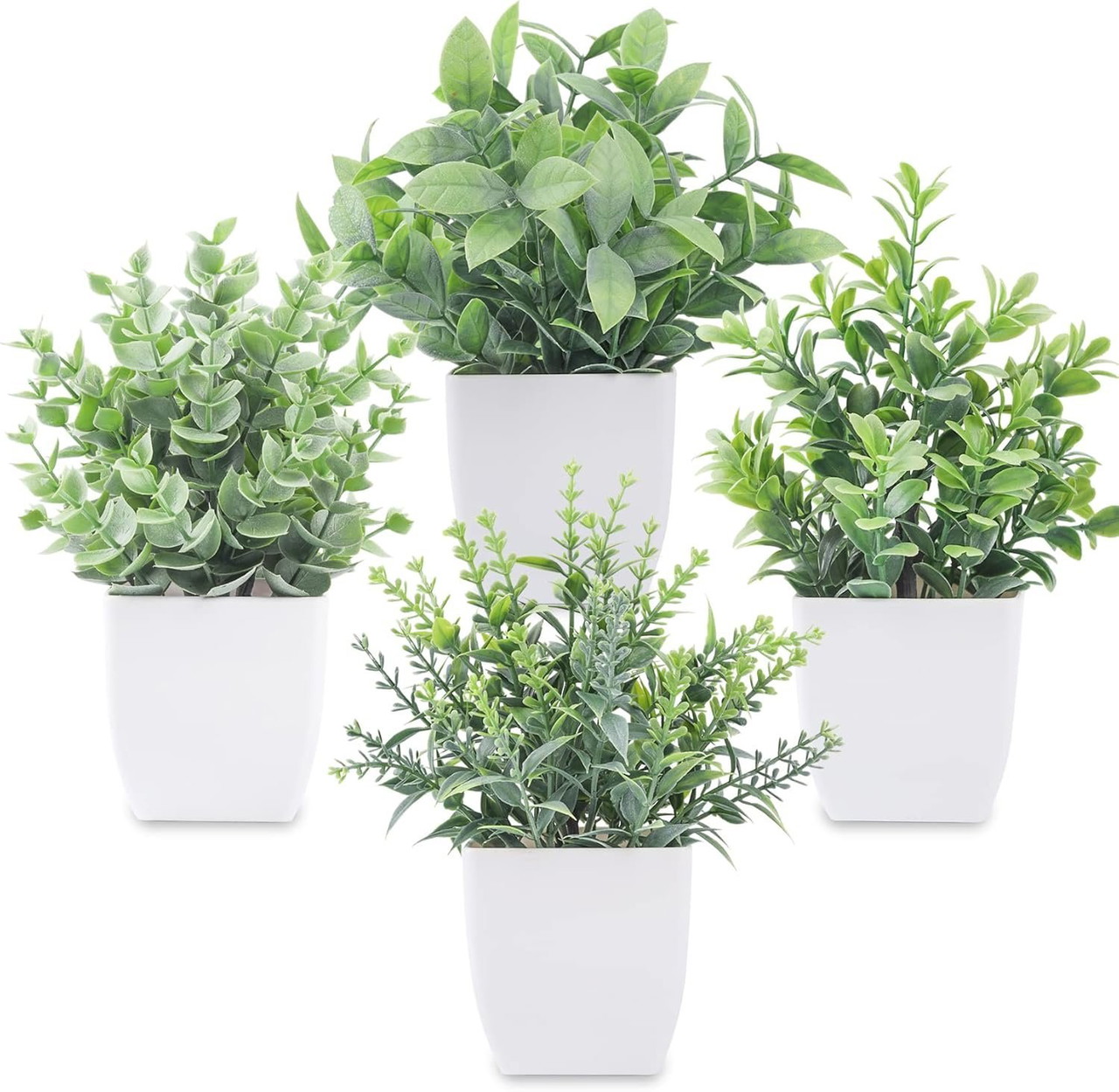 Der Rose 4 Pack Fake Plants Mini Artificial Greenery Potted Plants for ...