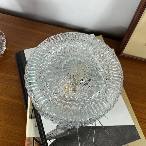 Ronde Wandlamp Plafondlamp Transparant Glas Vintage Armatuur 1970 1980