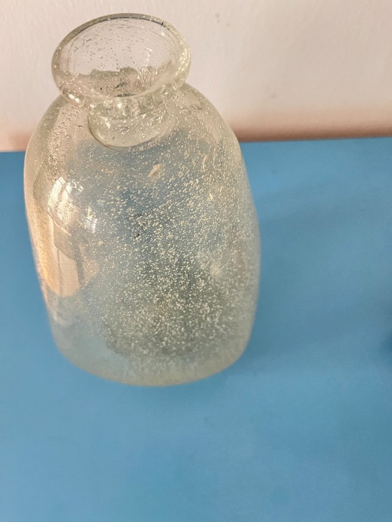 Image 1 of Vintage Bubble Glass Vase – Mid-Century Modern Artisan Hand-Blown Design