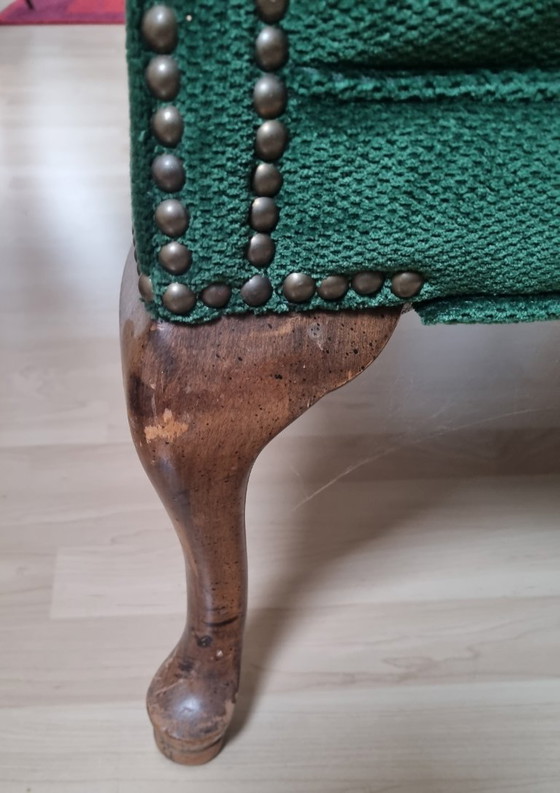 Vintage USA Fauteuils Velours Vert Émeraude – Chesterfield / Queen Anne – Velvet (photo 6 of 9)