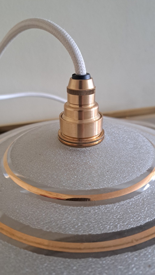 Lámpara colgante de cristal vintage con cableado nuevo.