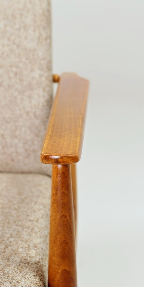 Image 1 of Vintage fauteuil etnische stijl beige granola bekleding stof ontwerp van H.Lis