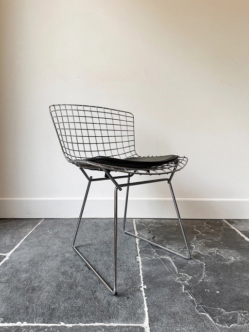 2x Bertoia Dining Chair With Cushion Black, vinyl