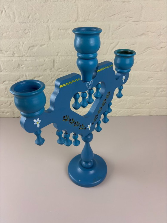 Image 1 of Candelabro da chiesa svedese, arte popolare, anni '80