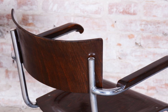 Set of 2 Restored Bauhaus Chairs, by Stam and Slezak, chrome, Czech, 1930s – Armchairs, Metal, Wood (photo 8 of 10)