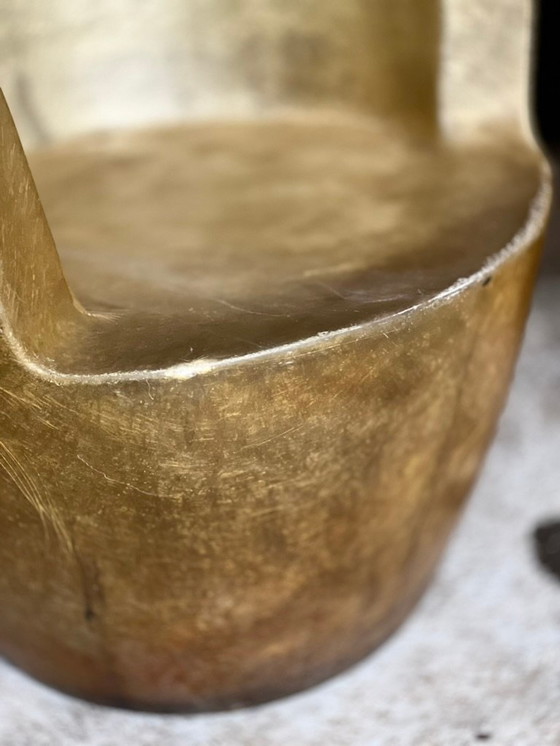 Image 1 of Set di sedie scultoree in fibra di vetro con patina dorata