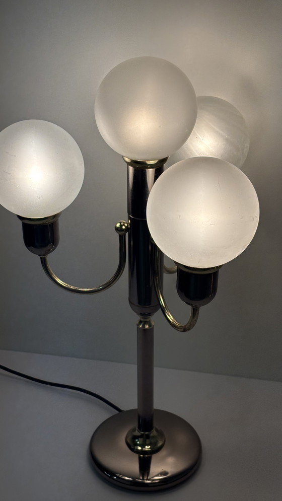 Image 1 of Lampe boule vintage originale en laiton, modèle Lengefeld