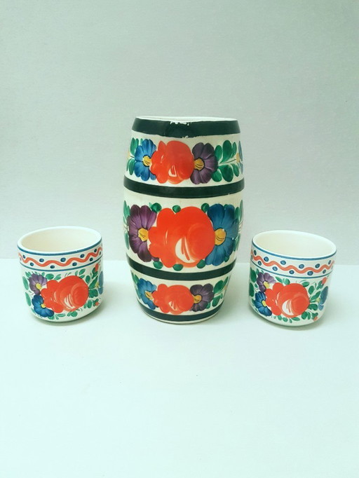 Barattolo Art Déco e 2 tazze/ceramica