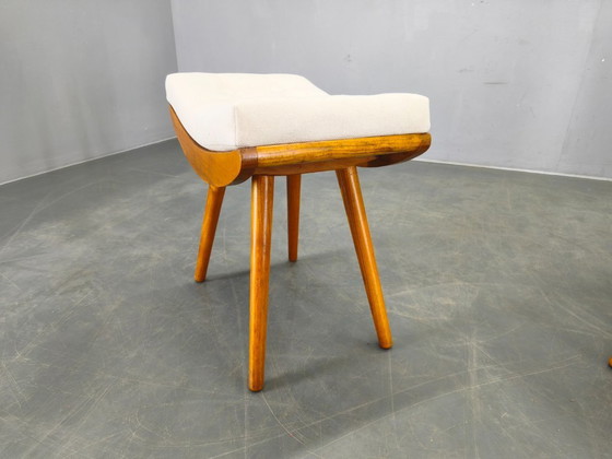 Image 1 of Pair of Mid Century Maple Wood Stools, 1960s Czechoslovakia