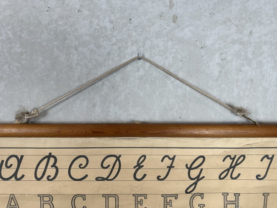 Image 1 of Antieke linnen schoolkaart ‘schoon schrift’ - D’Haese