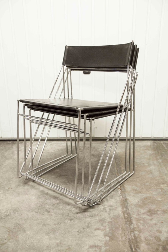 Image 1 of Vintage Nuova X-Line stoelen van Niels Jørgen Haugesen voor Hybodan AS, Denemarken, jaren 70, set van 3