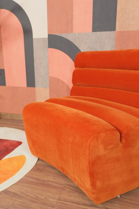 Image 1 of Sofá modular de 2 plazas en terciopelo naranja quemado