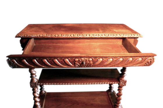 Console, desserte ou petit buffet en chêne, époque 1900, style Louis XIII – Wood (photo 5 of 13)