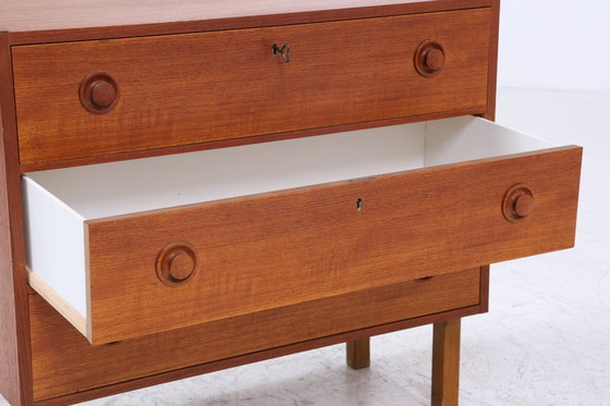 Image 1 of Prachtige teakhouten ladenkast Mid Century | vintage ladekast hout opbergruimte 60s 70s #07-55