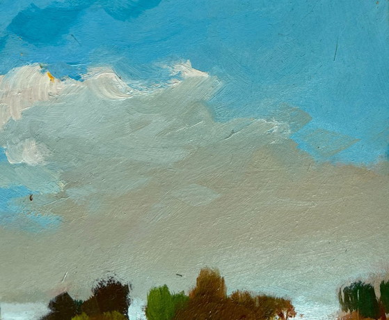 Image 1 of Original Oil Painting Summer Forest Landscape A path through summer meadows
