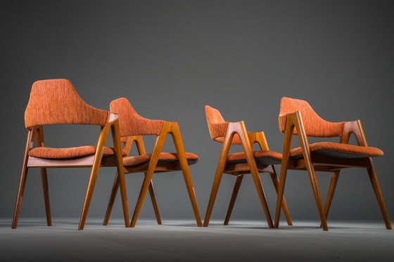 Image 1 of Dänische Kompass-Esszimmerstühle von Kai Kristiansen, 1960er Jahre, Satz 4