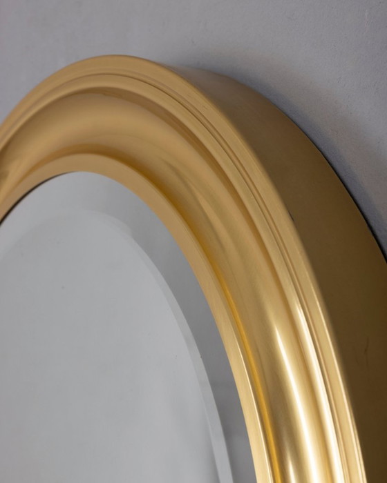 Vintage Italian Round Wall Mirror in Brass, 1970s (photo 7 of 8)