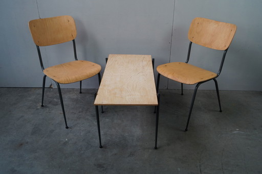 Ensemble vintage 2x chaise + table