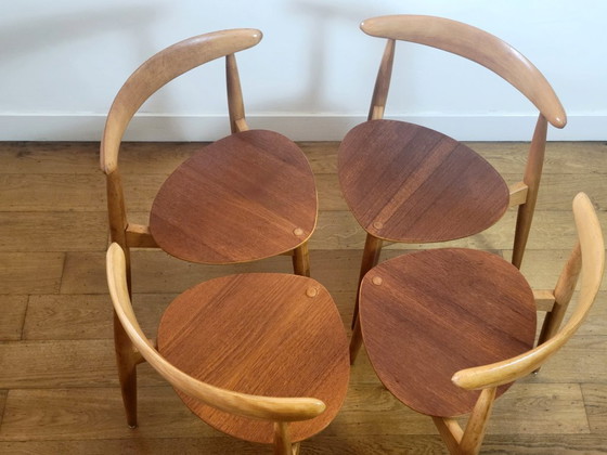 Image 1 of Set di quattro sedie "The Heart" di Hans J. Wegner per Fritz Hansen.