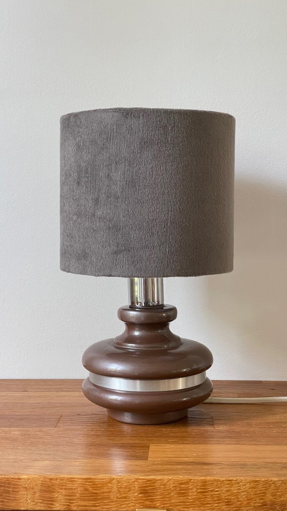 Image 1 of Lampada in ceramica con bordo in alluminio, anni '70